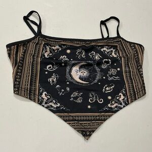 SHEIN Black and Tan Celestial Crop Top
